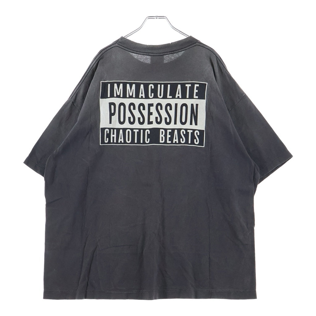 SAINT MICHAEL(セントマイケル) 24AW CP SS TEE SMILE ヴィンテージ加工プリント 半袖Tシャツ カットソー グレー SM-YS1-0000-C01