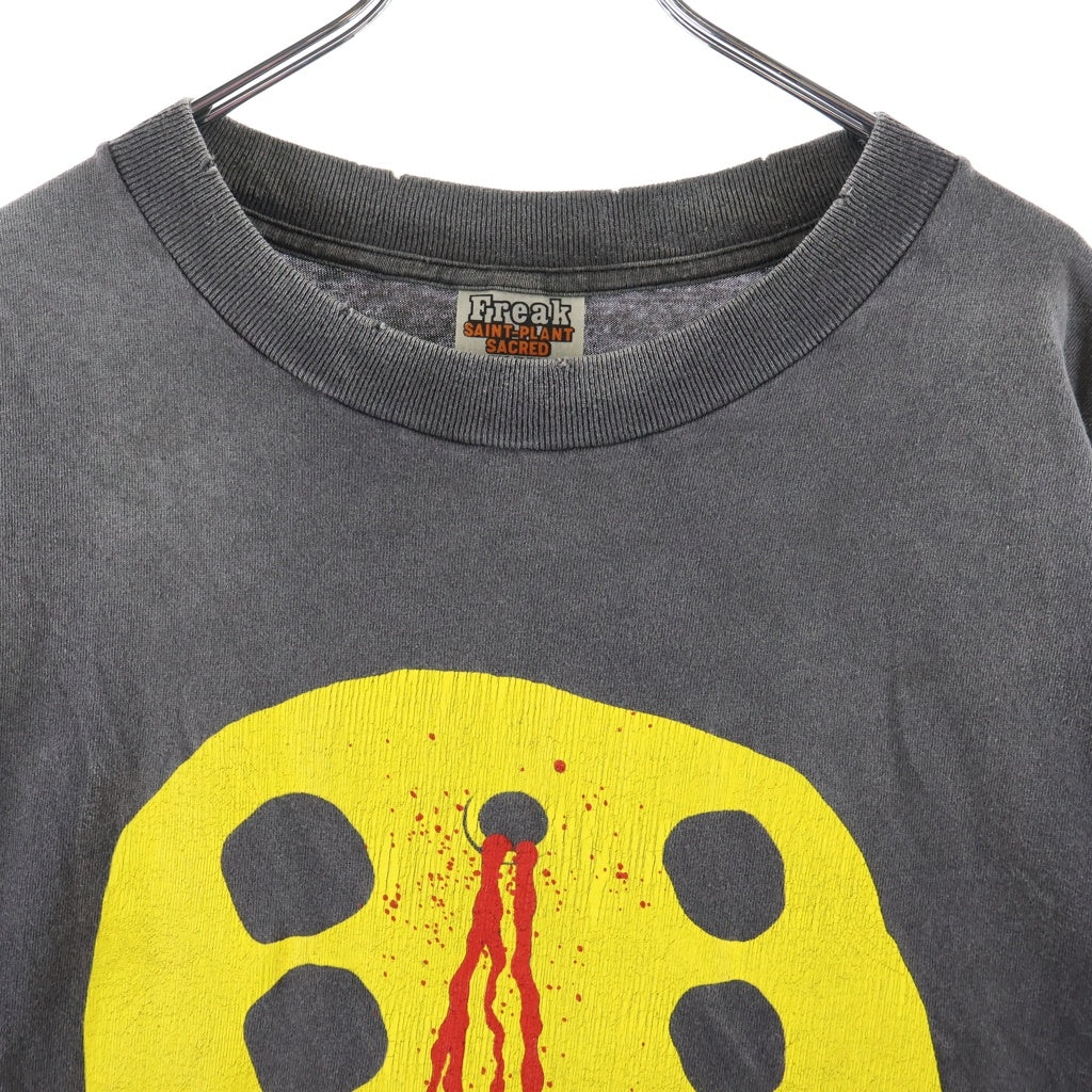 SAINT MICHAEL(セントマイケル) 24AW CP SS TEE SMILE ヴィンテージ加工プリント 半袖Tシャツ カットソー グレー SM-YS1-0000-C01