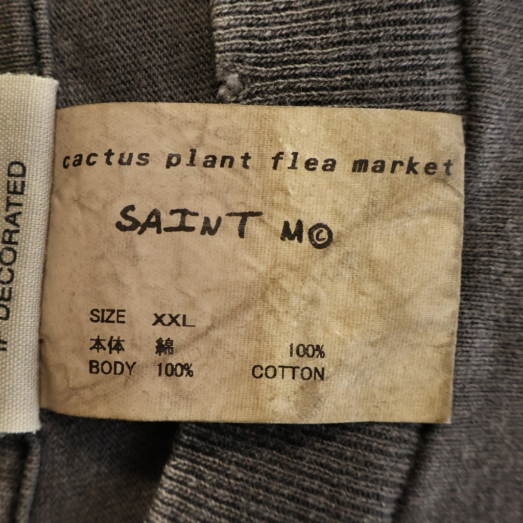 SAINT MICHAEL(セントマイケル) 24AW CP SS TEE SMILE ヴィンテージ加工プリント 半袖Tシャツ カットソー グレー SM-YS1-0000-C01