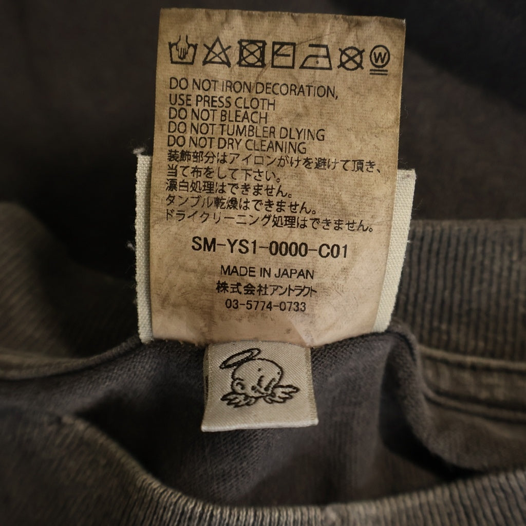SAINT MICHAEL(セントマイケル) 24AW CP SS TEE SMILE ヴィンテージ加工プリント 半袖Tシャツ カットソー グレー SM-YS1-0000-C01