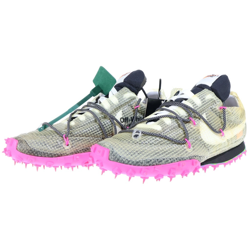 NIKE(ナイキ) ×OFF-WHITE WMNS WAFFLE RACER VIVID BLACK オフホワイト ウィメンズ ワッフル レーサー ビビッドブラック ローカットスニーカー クリア/ピンク US7.5/24.5cm CD8180-001