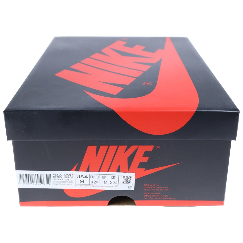 NIKE(ナイキ) AIR JORDAN1 HIGH OG BLEACHED CORAL エアジョーダン1 ブリーチド コーラル ハイカットスニーカー ホワイト/ブラック US9/27cm 555088-108