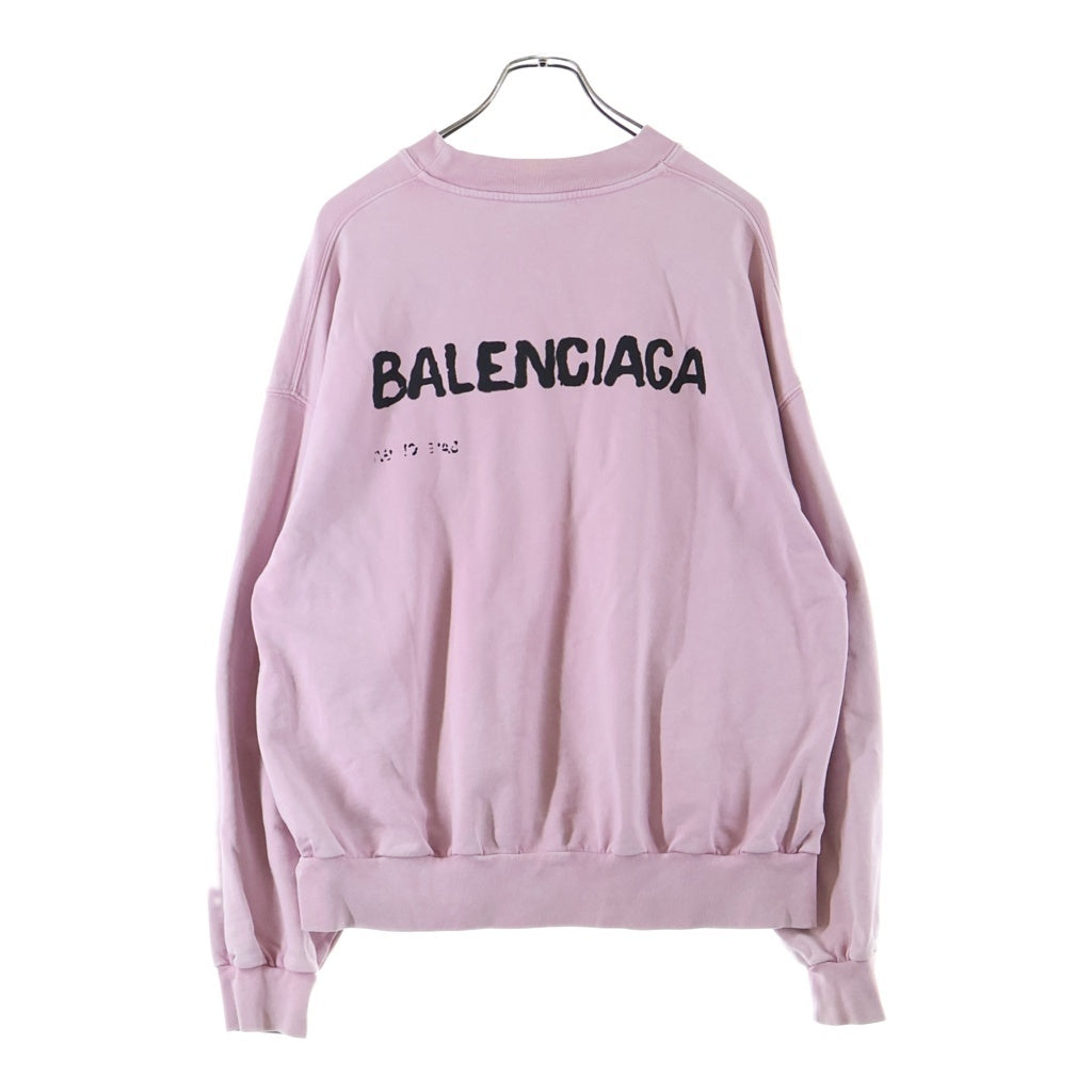 BALENCIAGA(バレンシアガ) 22AW ロゴプリント クルーネック スウェット トレーナー ピンク 697869