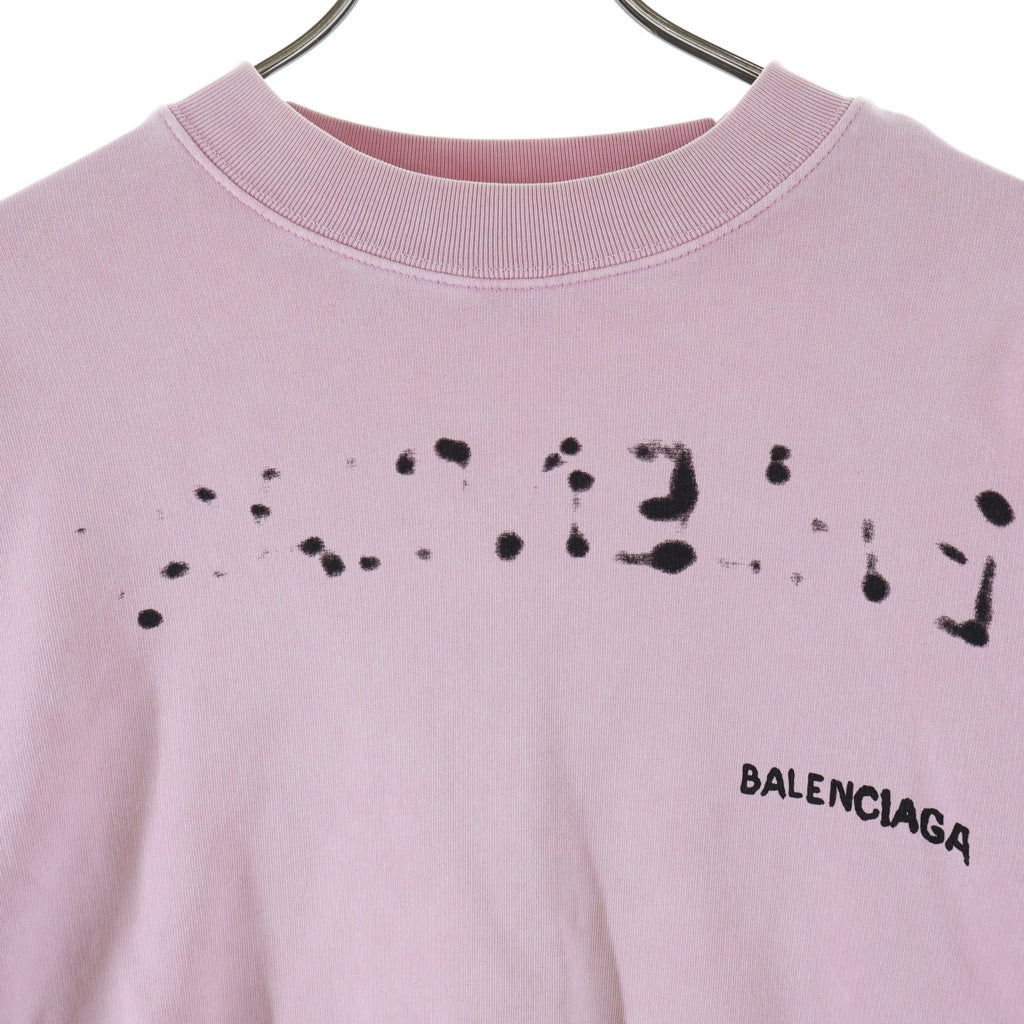 BALENCIAGA(バレンシアガ) 22AW ロゴプリント クルーネック スウェット トレーナー ピンク 697869