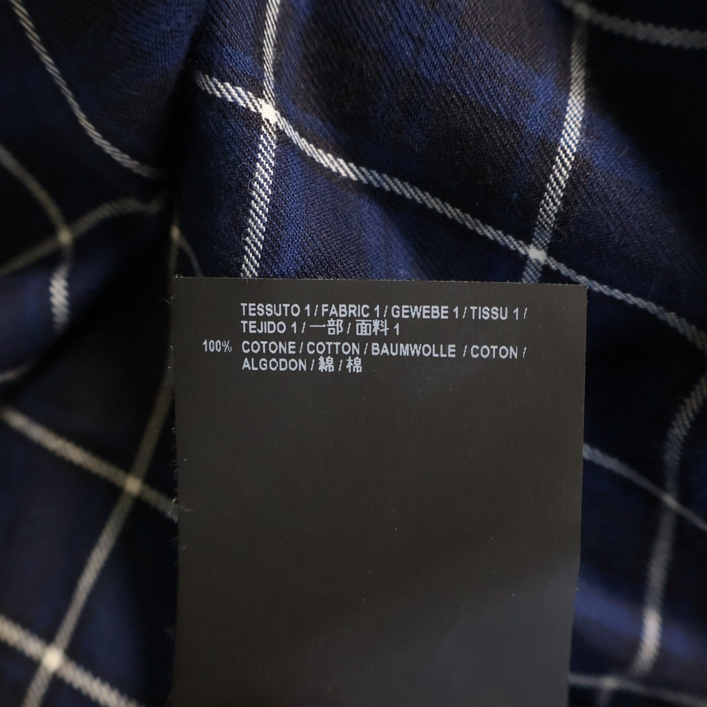 BALENCIAGA(バレンシアガ) 18SS バックロゴ リボン チェック ボウタイ ニュースウィング 長袖シャツ ネイビー 520497