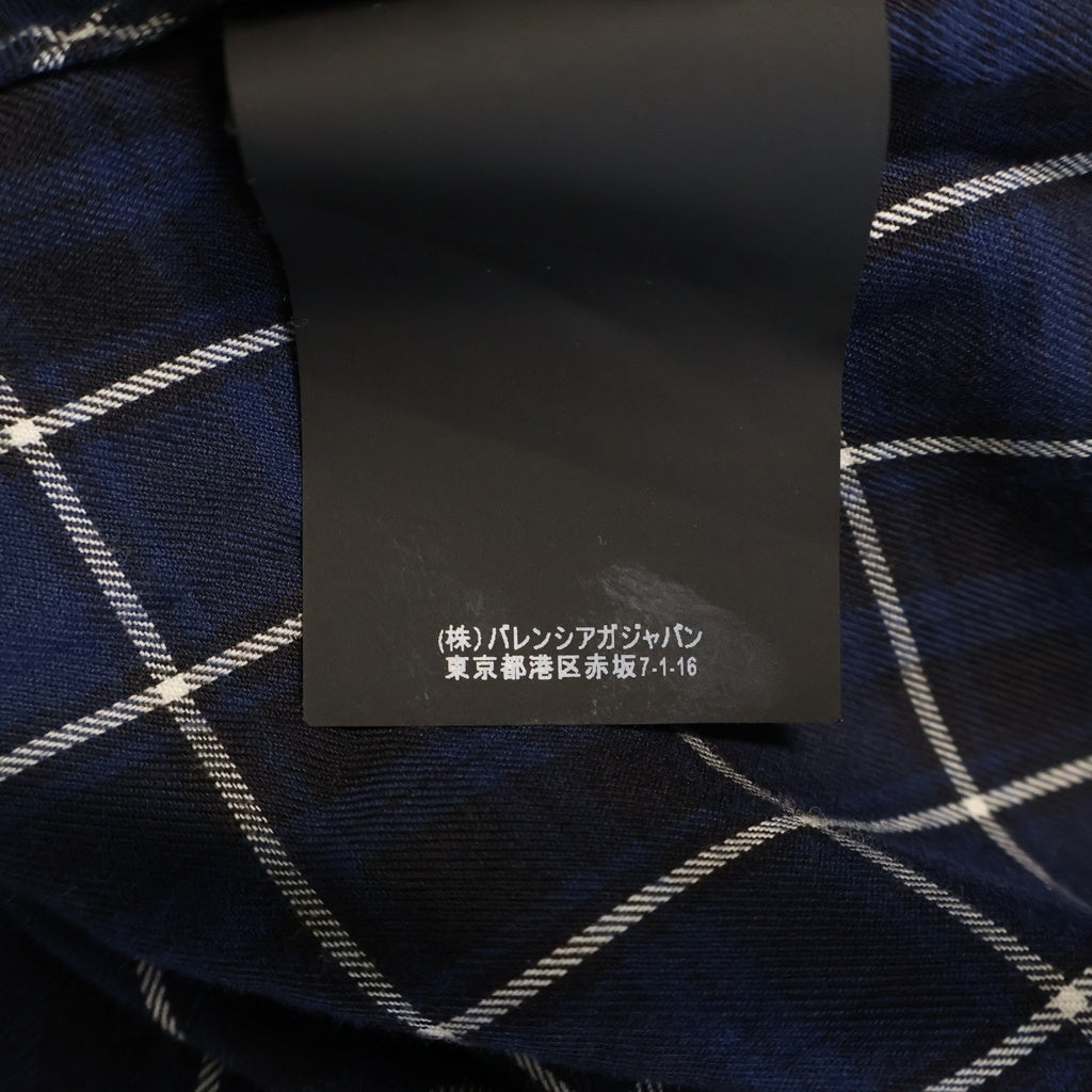 BALENCIAGA(バレンシアガ) 18SS バックロゴ リボン チェック ボウタイ ニュースウィング 長袖シャツ ネイビー 520497