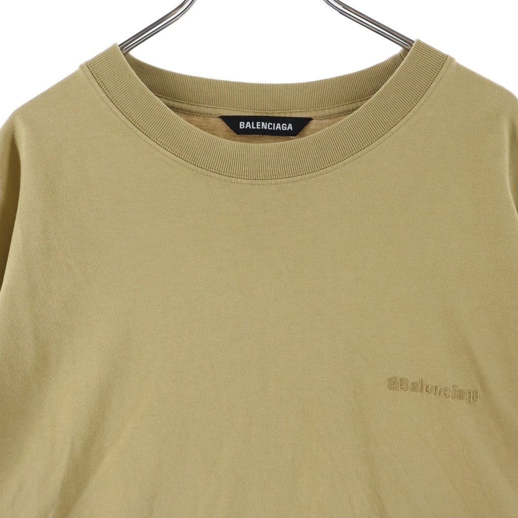 BALENCIAGA(バレンシアガ) 20SS ロゴ刺繍 クルーネック 半袖Tシャツカットソー ブラウン 612966