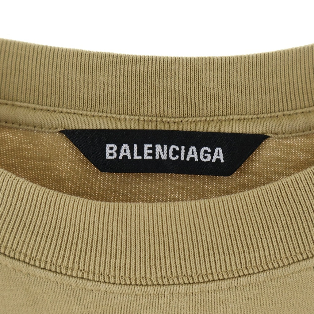 BALENCIAGA(バレンシアガ) 20SS ロゴ刺繍 クルーネック 半袖Tシャツカットソー ブラウン 612966