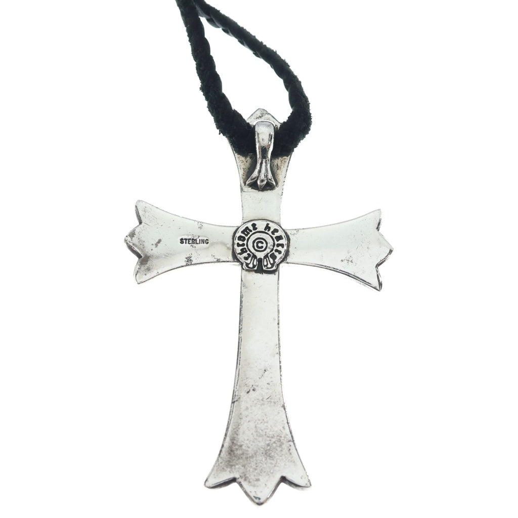 CHROME HEARTS(クロムハーツ) CH CRS LG BC ラージCHクロスペンダント Wボロチップ レザーブレイドネックレス シルバー BCA214