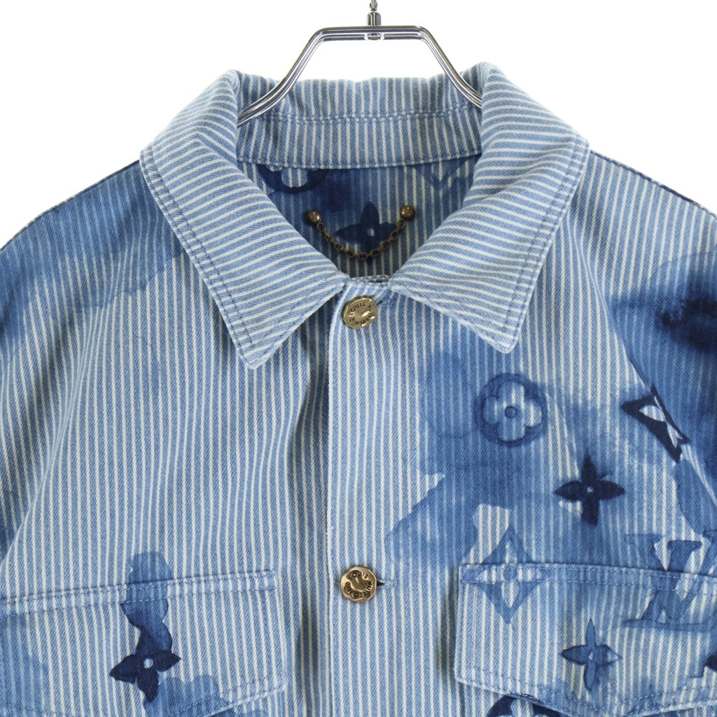 LOUIS VUITTON(ルイヴィトン) 21SS ヴァージルアブロー ストライプモノグラムワーク デニムジャケット カバーオール ブルー RM211V BX7 HLS05W