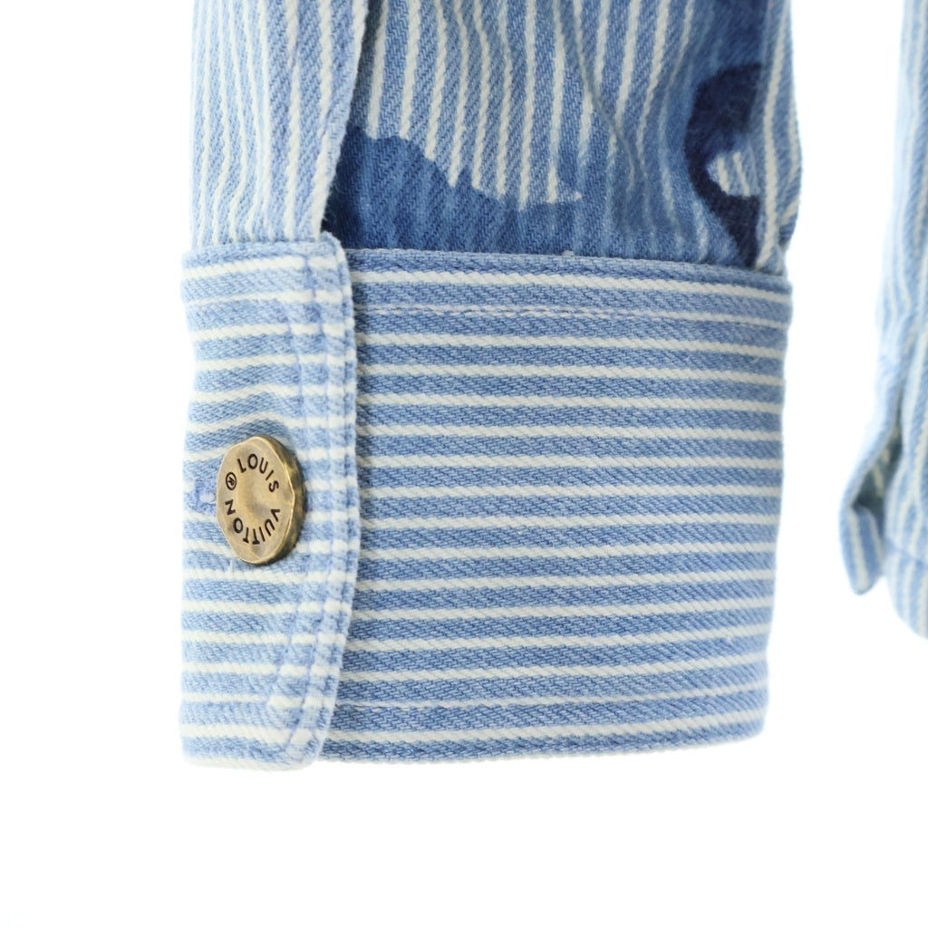 LOUIS VUITTON(ルイヴィトン) 21SS ヴァージルアブロー ストライプモノグラムワーク デニムジャケット カバーオール ブルー RM211V BX7 HLS05W