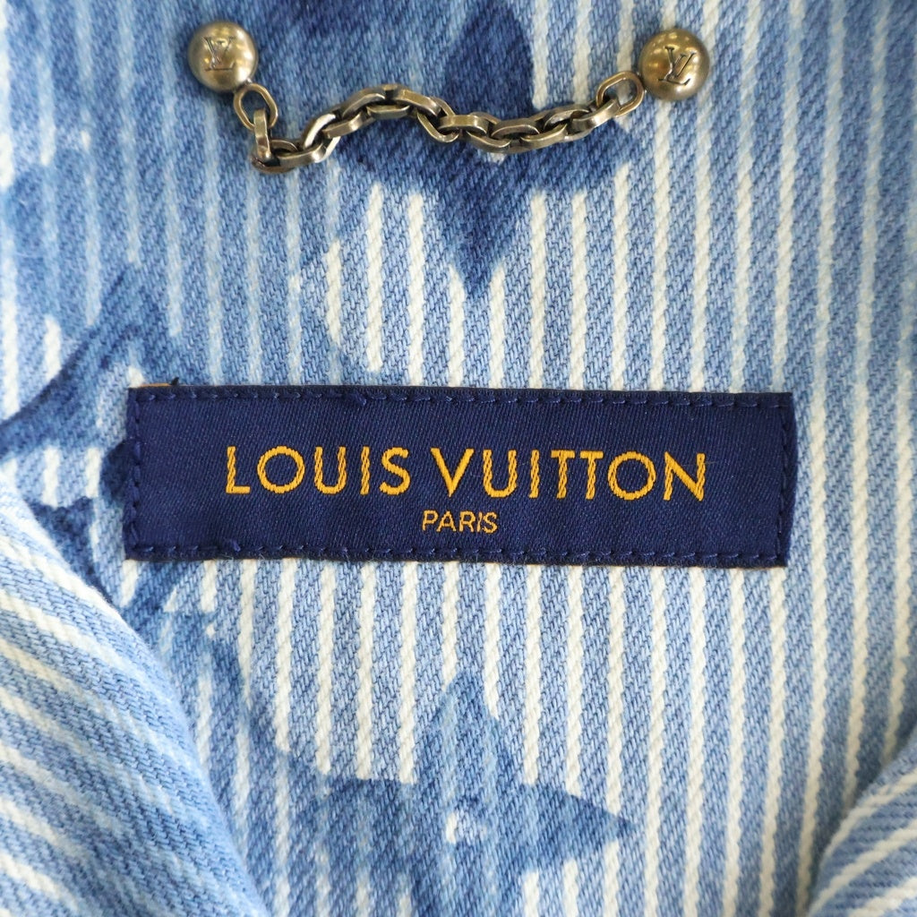 LOUIS VUITTON(ルイヴィトン) 21SS ヴァージルアブロー ストライプモノグラムワーク デニムジャケット カバーオール ブルー RM211V BX7 HLS05W