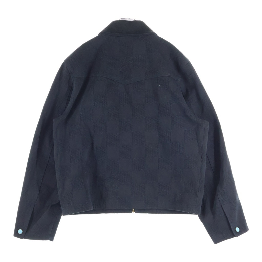 LOUIS VUITTON(ルイヴィトン) 24AW レザー切替 ダミエワーク ジャケット ジップアップ ブルゾン ブラック RM242M MKD HRB91W