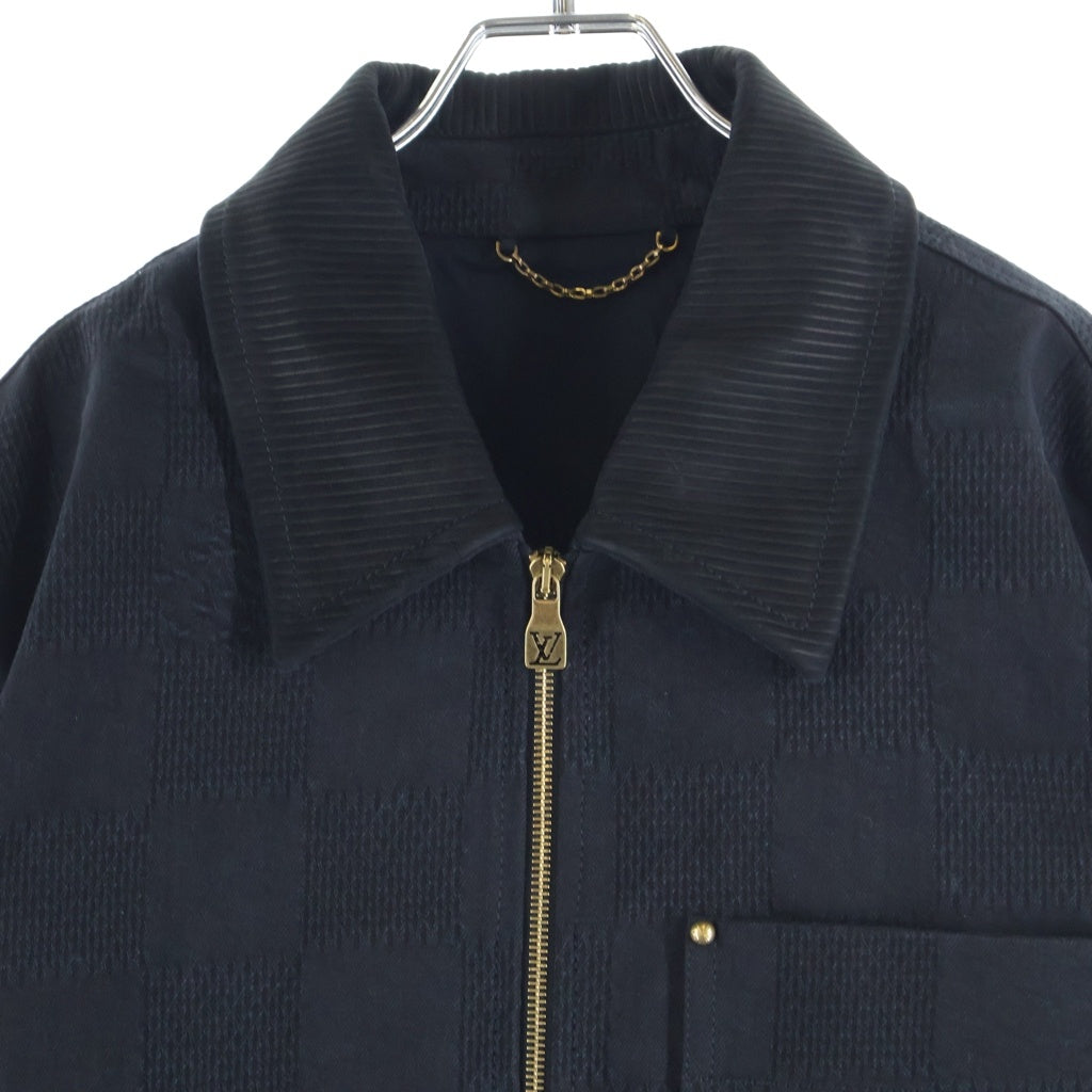LOUIS VUITTON(ルイヴィトン) 24AW レザー切替 ダミエワーク ジャケット ジップアップ ブルゾン ブラック RM242M MKD HRB91W