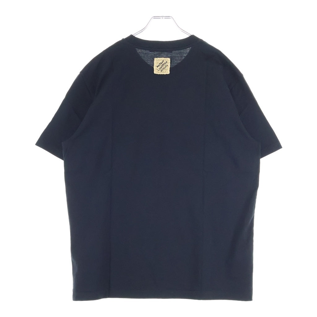 LOUIS VUITTON(ルイヴィトン) 25AW エンブロイダード シグネチャー ストロー ロゴ刺繍 クルーネック 半袖Tシャツ カットソー ブラック RM252MM NPG HTY21W
