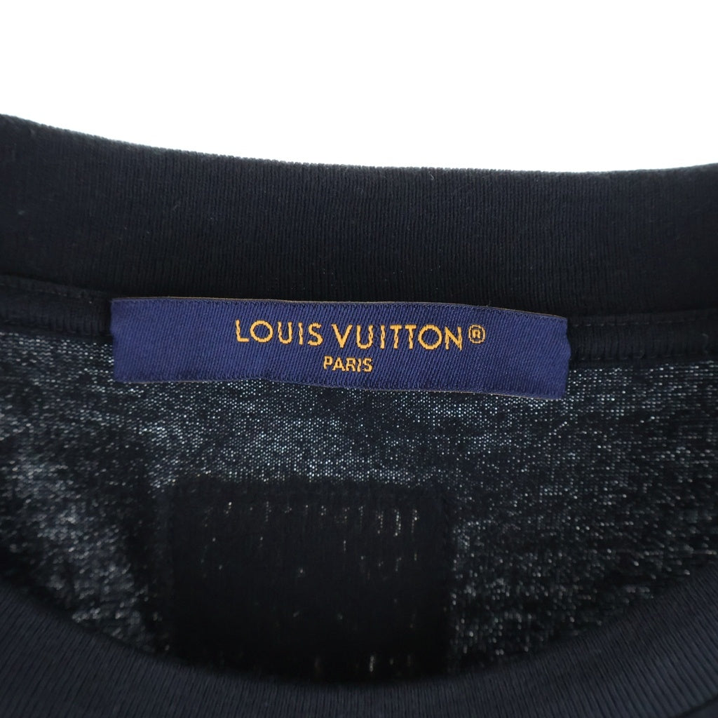 LOUIS VUITTON(ルイヴィトン) 25AW エンブロイダード シグネチャー ストロー ロゴ刺繍 クルーネック 半袖Tシャツ カットソー ブラック RM252MM NPG HTY21W
