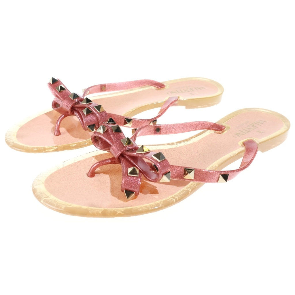 VALENTINO(ヴァレンティノ) リボンロックスタッズ フラットサンダル ピンク レディース