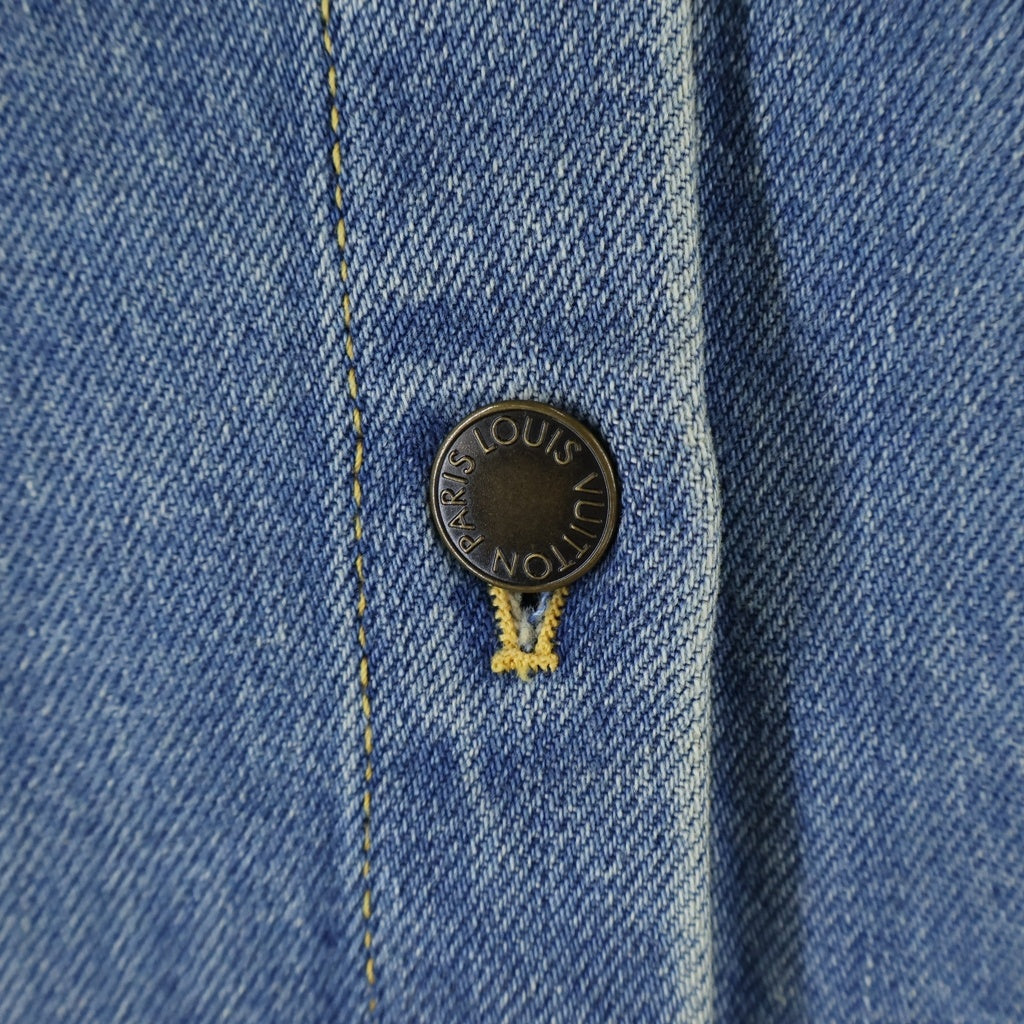 LOUIS VUITTON(ルイヴィトン) 25AW LVロゴ刺繍 デニム 半袖シャツ インディゴ レディース RW252WW GOW FTBL08