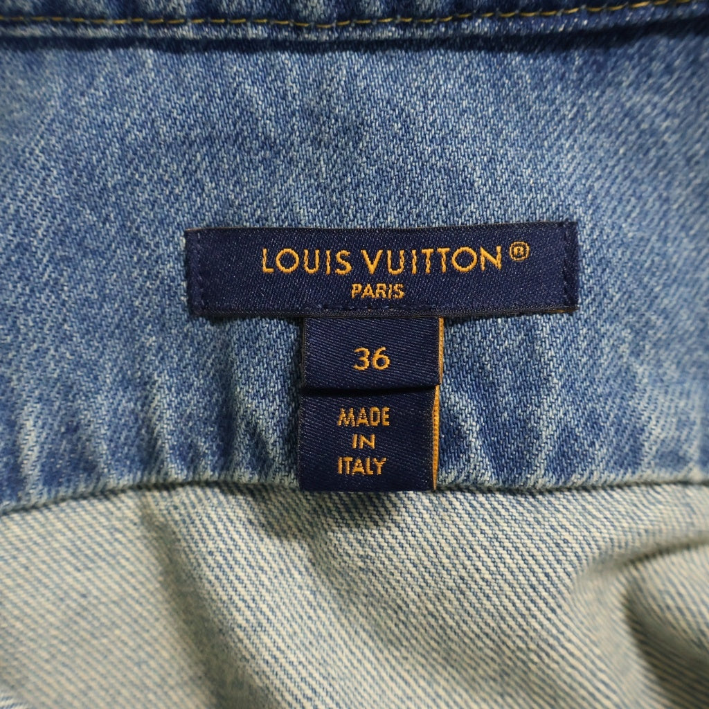 LOUIS VUITTON(ルイヴィトン) 25AW LVロゴ刺繍 デニム 半袖シャツ インディゴ レディース RW252WW GOW FTBL08