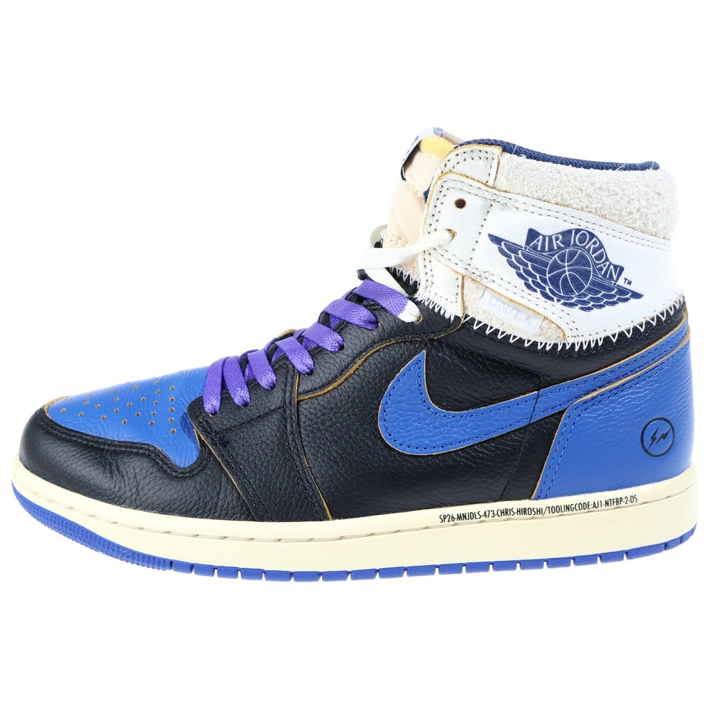 NIKE(ナイキ) ×FRAGMENTDESIGN ×UNION AIR JORDAN 1 HIGH OG SPORT ROYAL フラグメント ユニオン エアジョーダン1 スポーツロイヤル ハイカットスニーカー ブラック/ブルー US8/26cm IO7847-001