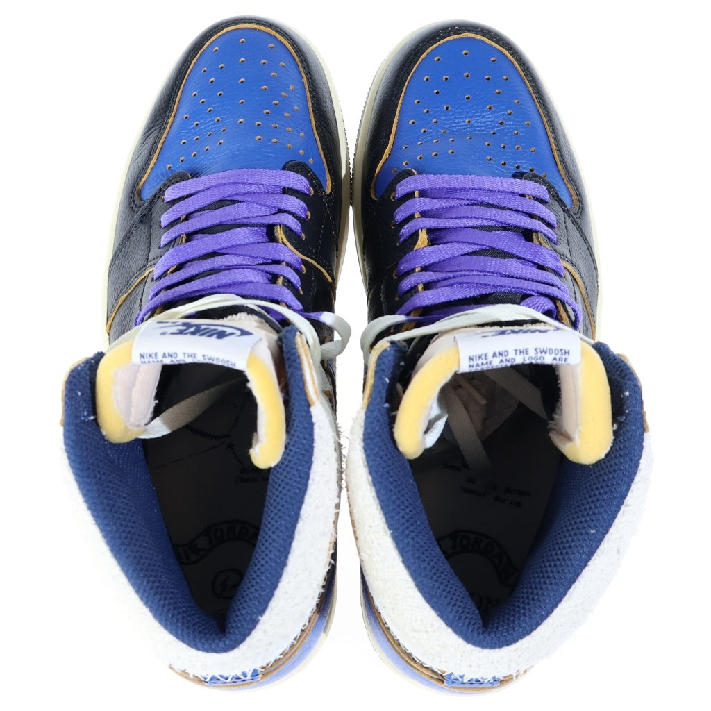 NIKE(ナイキ) ×FRAGMENTDESIGN ×UNION AIR JORDAN 1 HIGH OG SPORT ROYAL フラグメント ユニオン エアジョーダン1 スポーツロイヤル ハイカットスニーカー ブラック/ブルー US8/26cm IO7847-001