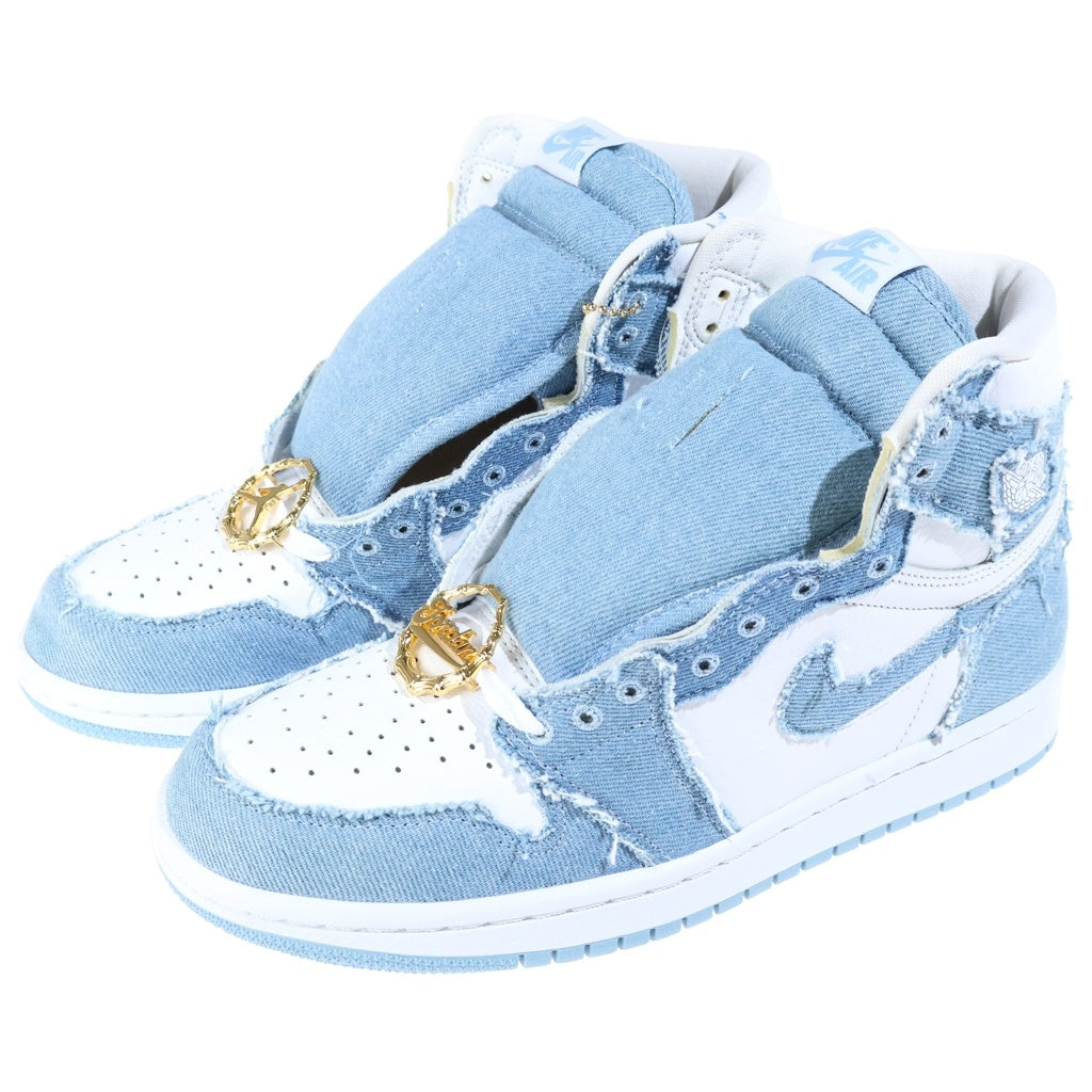 NIKE(ナイキ) WMNS AIR JORDAN 1 HIGH OG DENIM ウィメンズ エアジョーダン1 デニム ハイカットスニーカー ホワイト/ブルー US9/26cm DM9036-104