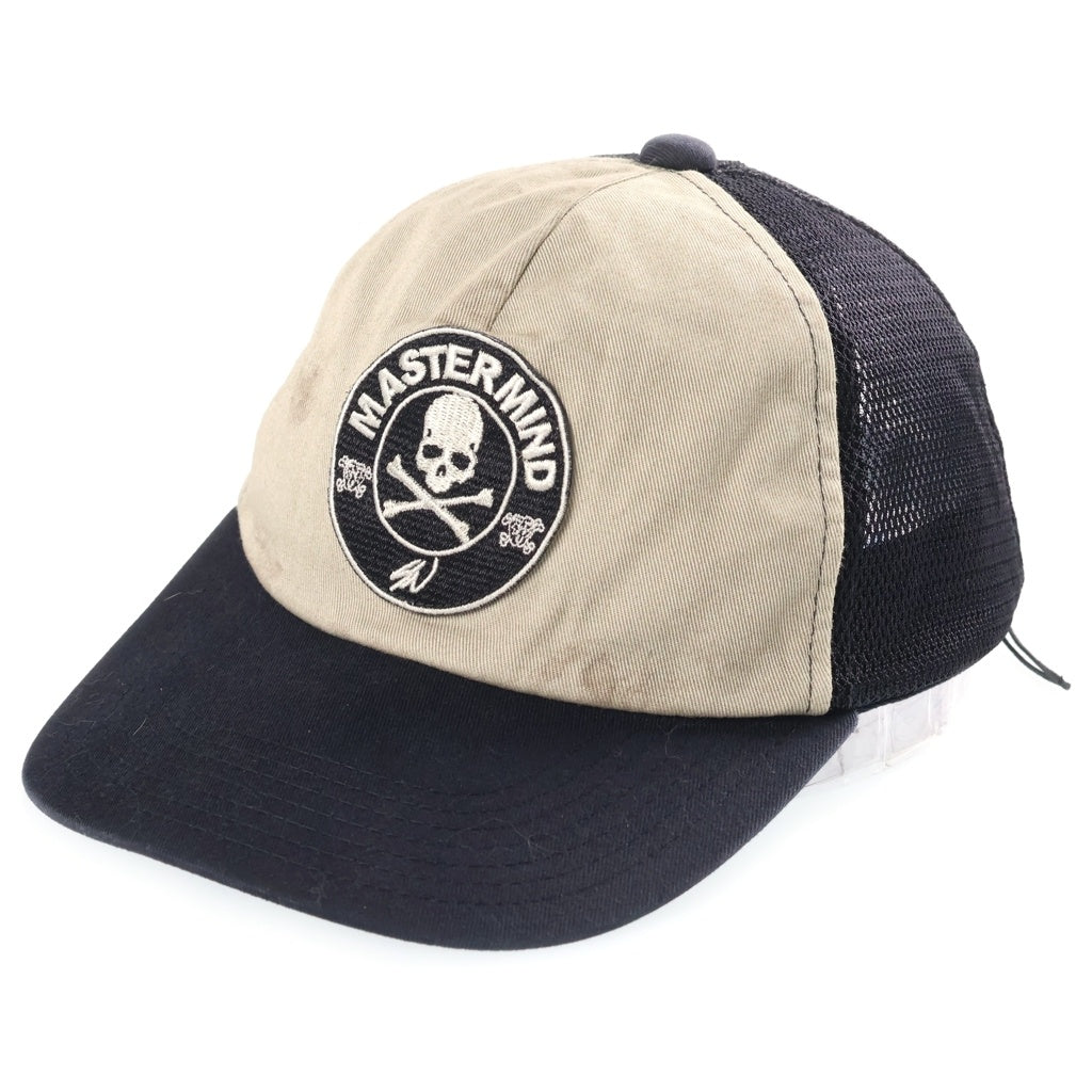 mastermind JAPAN(マスターマインドジャパン) 26SS ×SWJP MJ SW LOGO MESH CAP エスダブリュージェーピー ロゴパッチ ヴィンテージ加工 メッシュ ベースボールキャップ 帽子 ブラック MJSW-26SS-007
