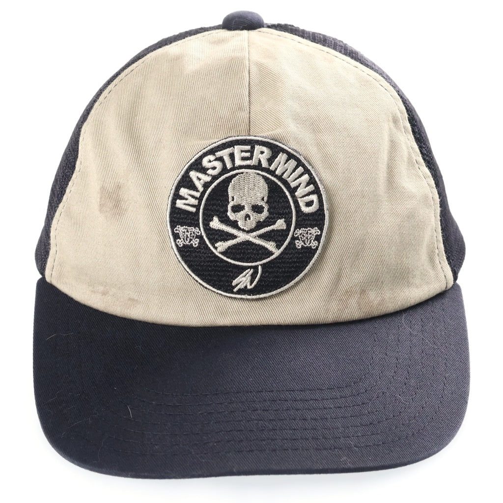 mastermind JAPAN(マスターマインドジャパン) 26SS ×SWJP MJ SW LOGO MESH CAP エスダブリュージェーピー ロゴパッチ ヴィンテージ加工 メッシュ ベースボールキャップ 帽子 ブラック MJSW-26SS-007