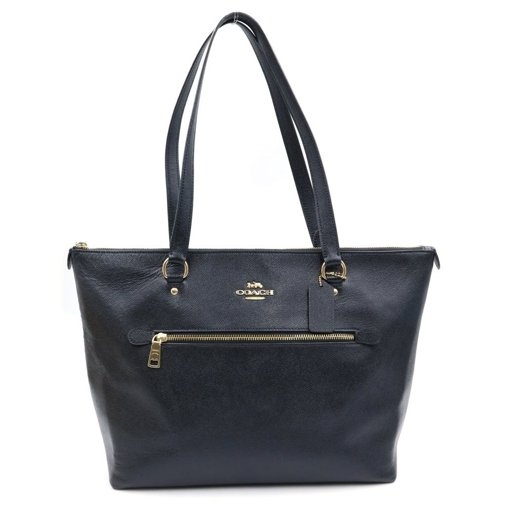 COACH(コーチ) レザー フロントロゴ ハンドバッグ トートバッグ ブラック レディース