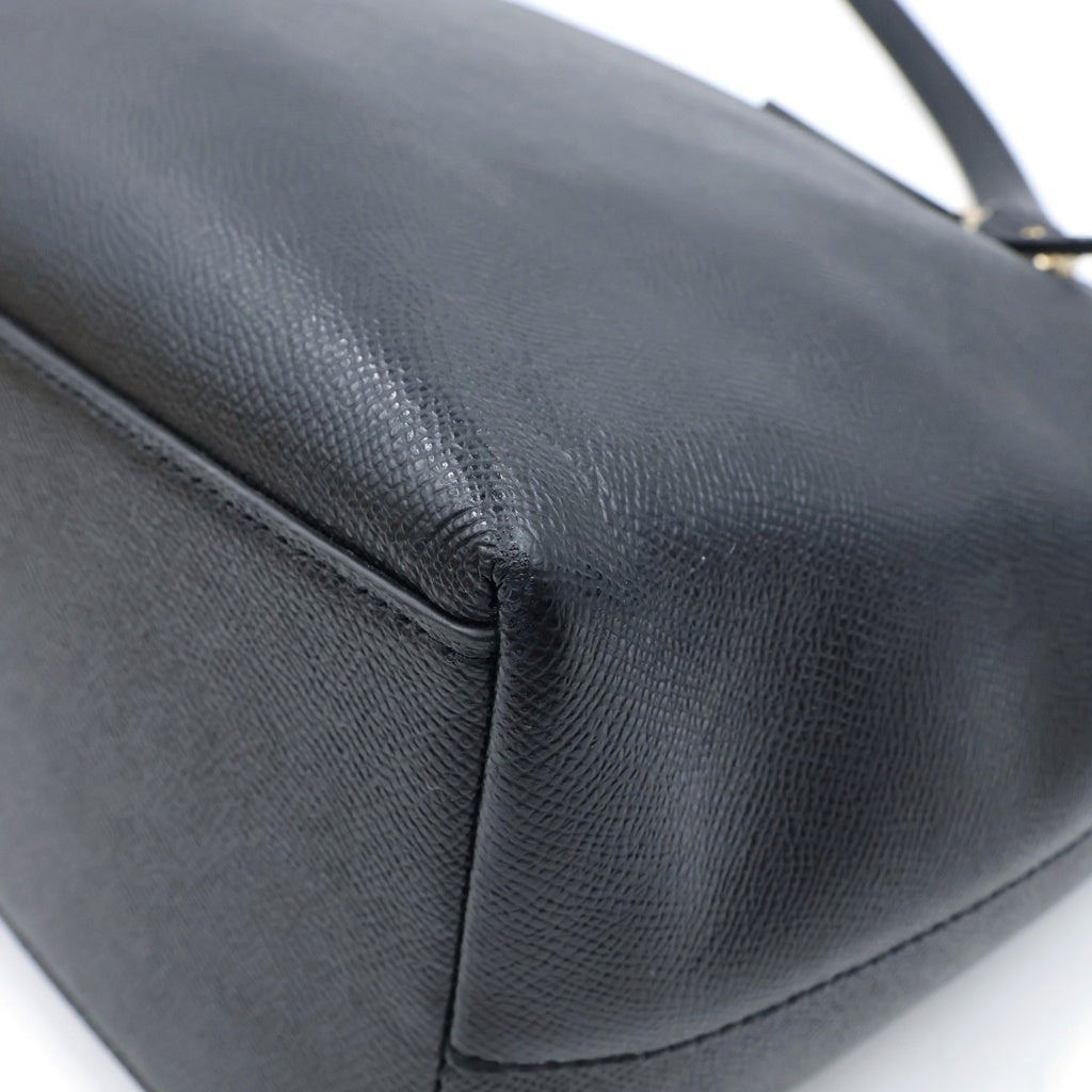 COACH(コーチ) レザー フロントロゴ ハンドバッグ トートバッグ ブラック レディース