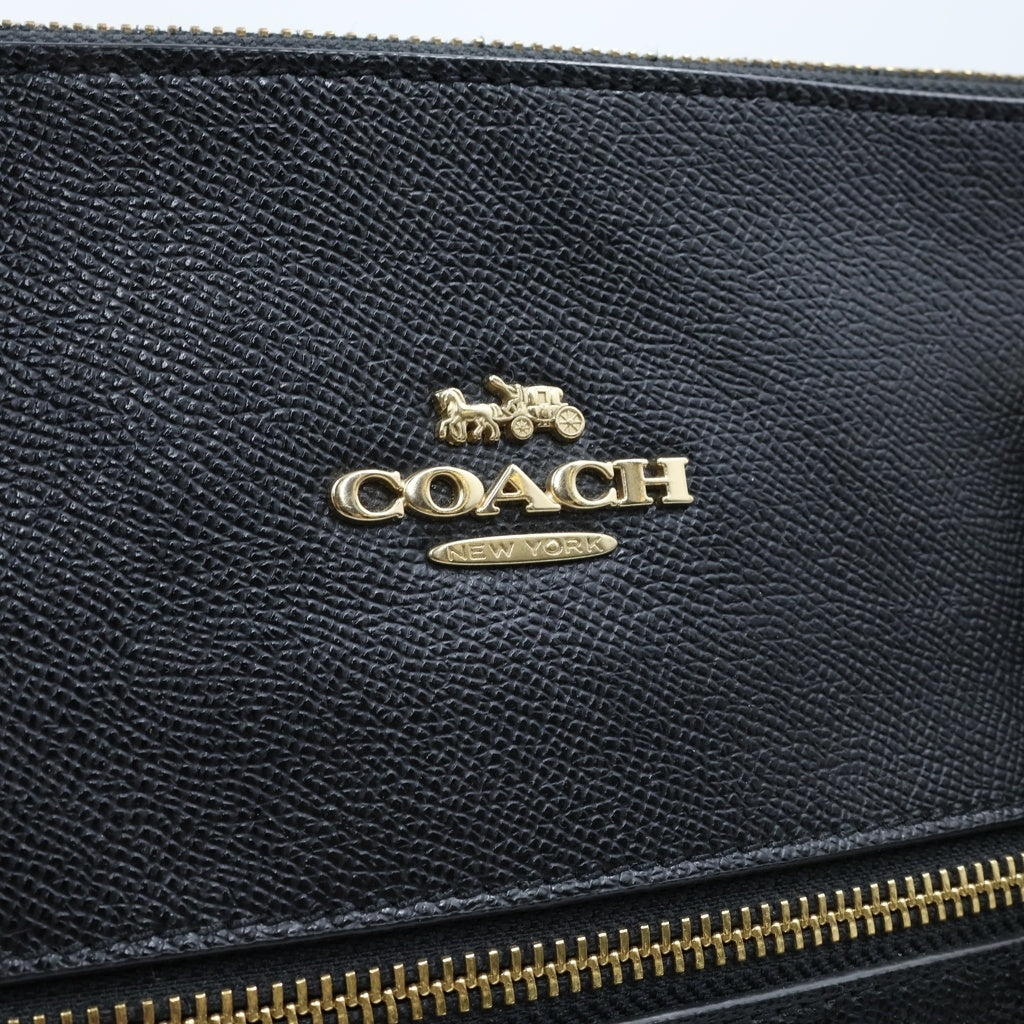 COACH(コーチ) レザー フロントロゴ ハンドバッグ トートバッグ ブラック レディース