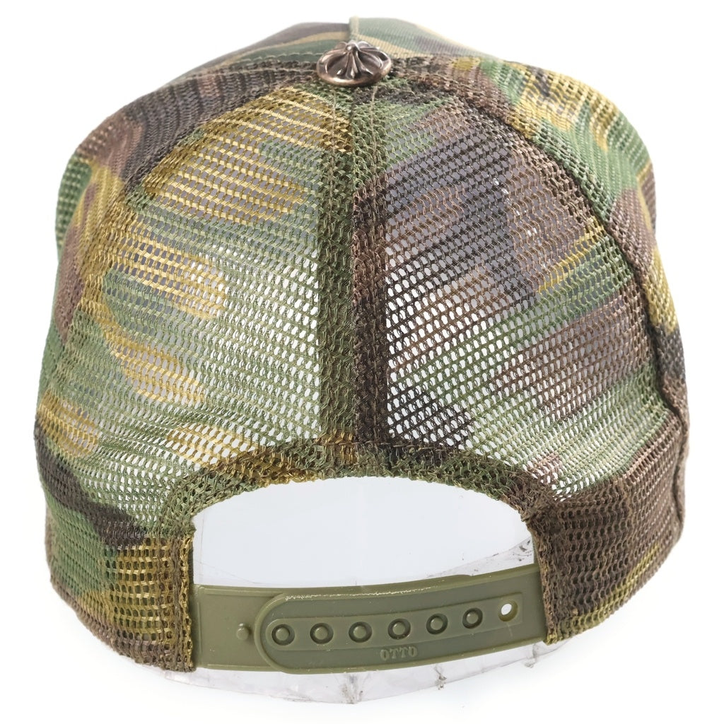 CHROME HEARTS(クロムハーツ) OLD FUCK TRUCKER CAP オールド カモ柄 レザーパッチ クロスボール メッシュ トラッカーキャップ 帽子 カーキ