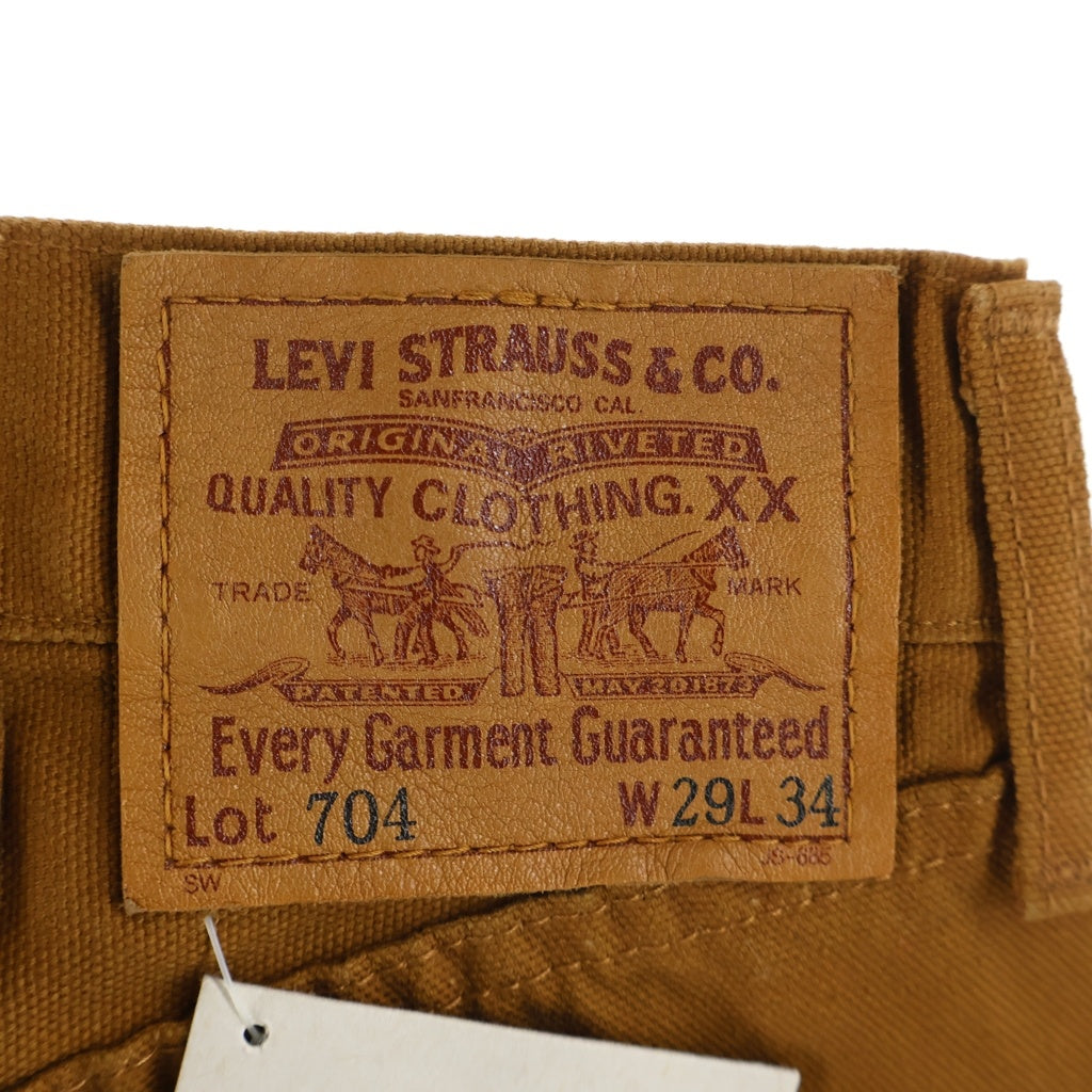Levi's(リーバイス) 90S VINTAGE 704 ヴィンテージ ボタン裏J22 白タブ BIGE シンチバック ダック地 ワークパンツ ブラウン 704-34