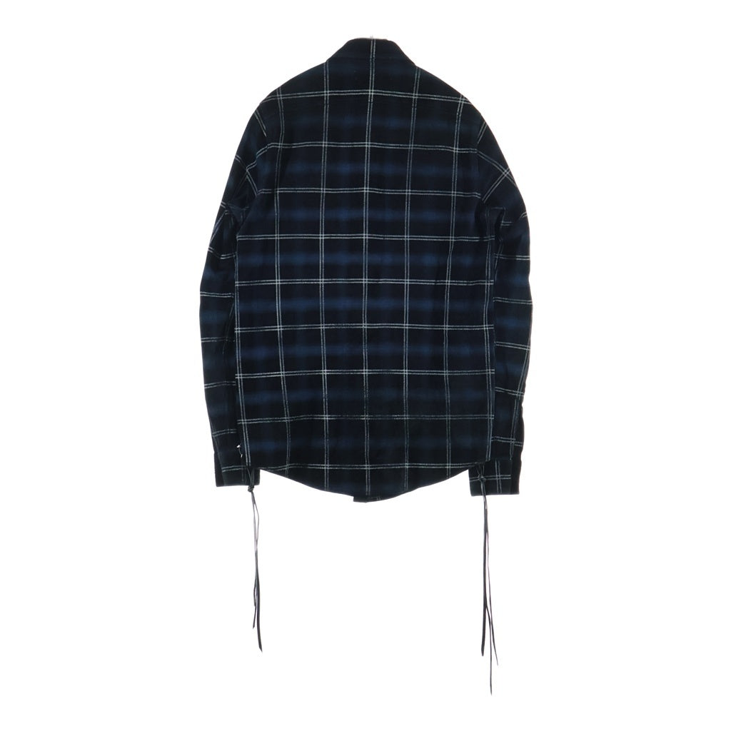 AMIRI(アミリ) ヌバックレザー オンブレ 長袖チェックシャツ グリーン