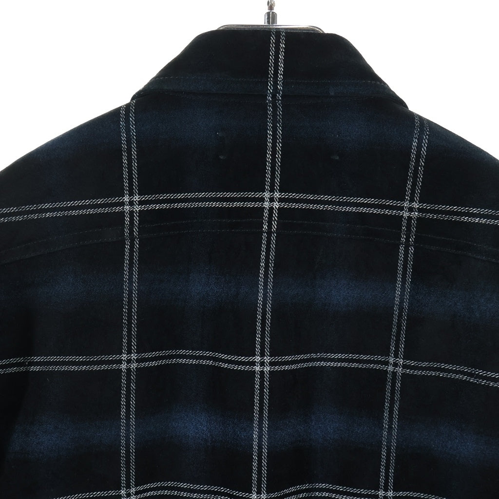 AMIRI(アミリ) ヌバックレザー オンブレ 長袖チェックシャツ グリーン