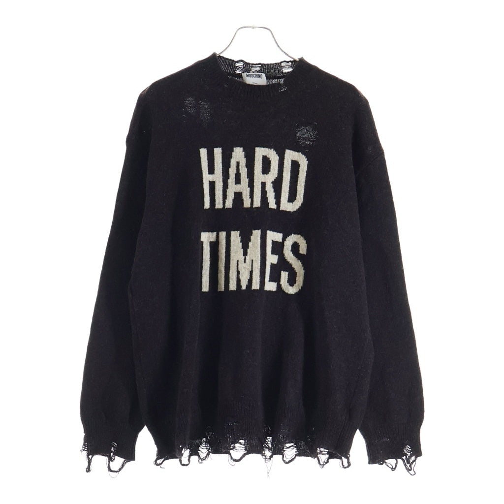 MOSCHINO(モスキーノ) Distressed Crew Neck Seater ディストレスト クルーネック セーター ウールニット ブラウン 252E-A09315503 レディース