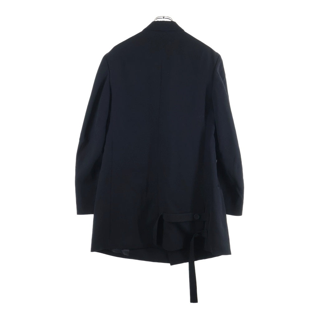 Yohji Yamamoto POUR HOMME(ヨウジヤマモト プールオム) 23AW ARMY GABARDINE W-BELTED PANTSEAKED JACKET フラシベルト付 ダブルブレスト ピークジャケット ブラック HJ-J71-120