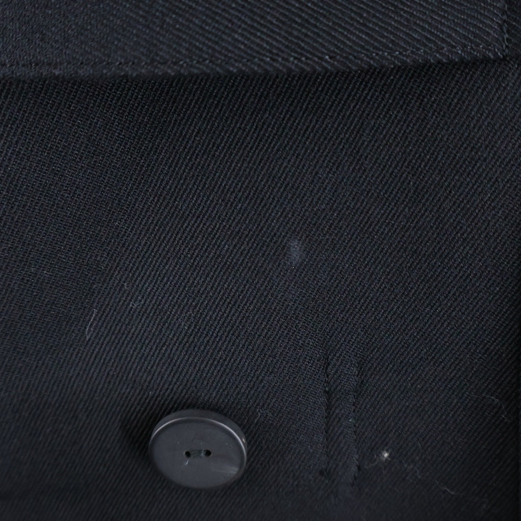 Yohji Yamamoto POUR HOMME(ヨウジヤマモト プールオム) 23AW ARMY GABARDINE W-BELTED PANTSEAKED JACKET フラシベルト付 ダブルブレスト ピークジャケット ブラック HJ-J71-120