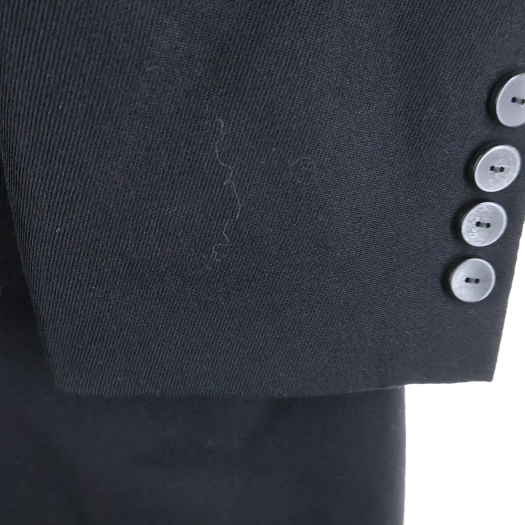 Yohji Yamamoto POUR HOMME(ヨウジヤマモト プールオム) 23AW ARMY GABARDINE W-BELTED PANTSEAKED JACKET フラシベルト付 ダブルブレスト ピークジャケット ブラック HJ-J71-120