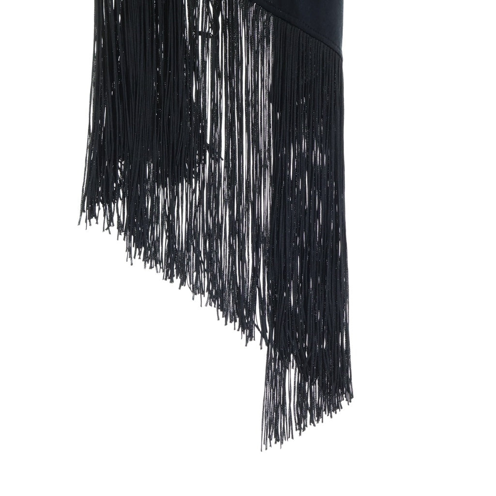 MM6 Maison Margiela(エムエムシックスメゾンマルジェラ) ドレープ フリンジ ノースリーブ クルーネック タンクトップ トップス カットソー ブラック レディース S52NL0069 MTJ017