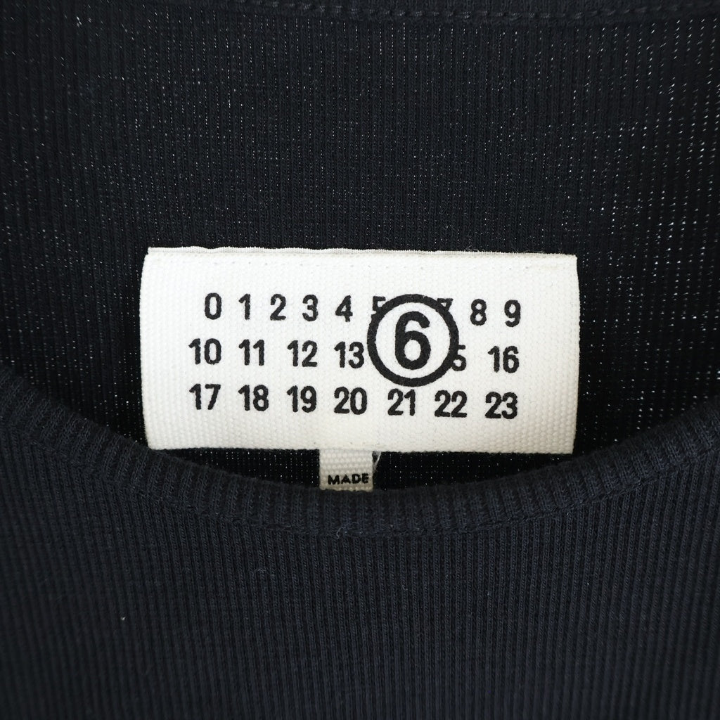 MM6 Maison Margiela(エムエムシックスメゾンマルジェラ) ドレープ フリンジ ノースリーブ クルーネック タンクトップ トップス カットソー ブラック レディース S52NL0069 MTJ017