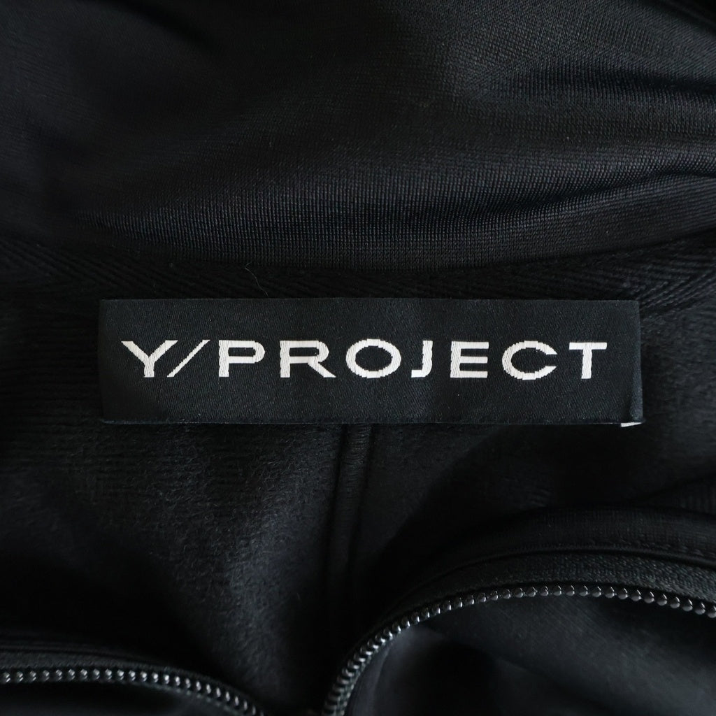 Y/PROJECT(ワイプロジェクト) 23AW ポリエステル ロゴ刺繍 ハーフジップ トラックドレス ロング ワンピース ブラック レディース