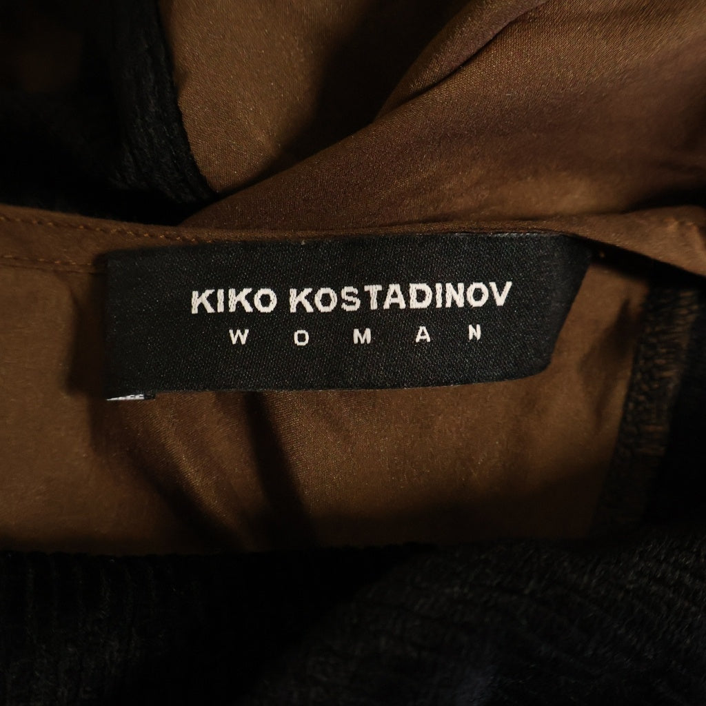 KIKO KOSTADINOV(キココスタディノフ) コーデュロイ切替 シースルー ノースリーブ ワンピース ドレス ブラック/ブラウン レディース