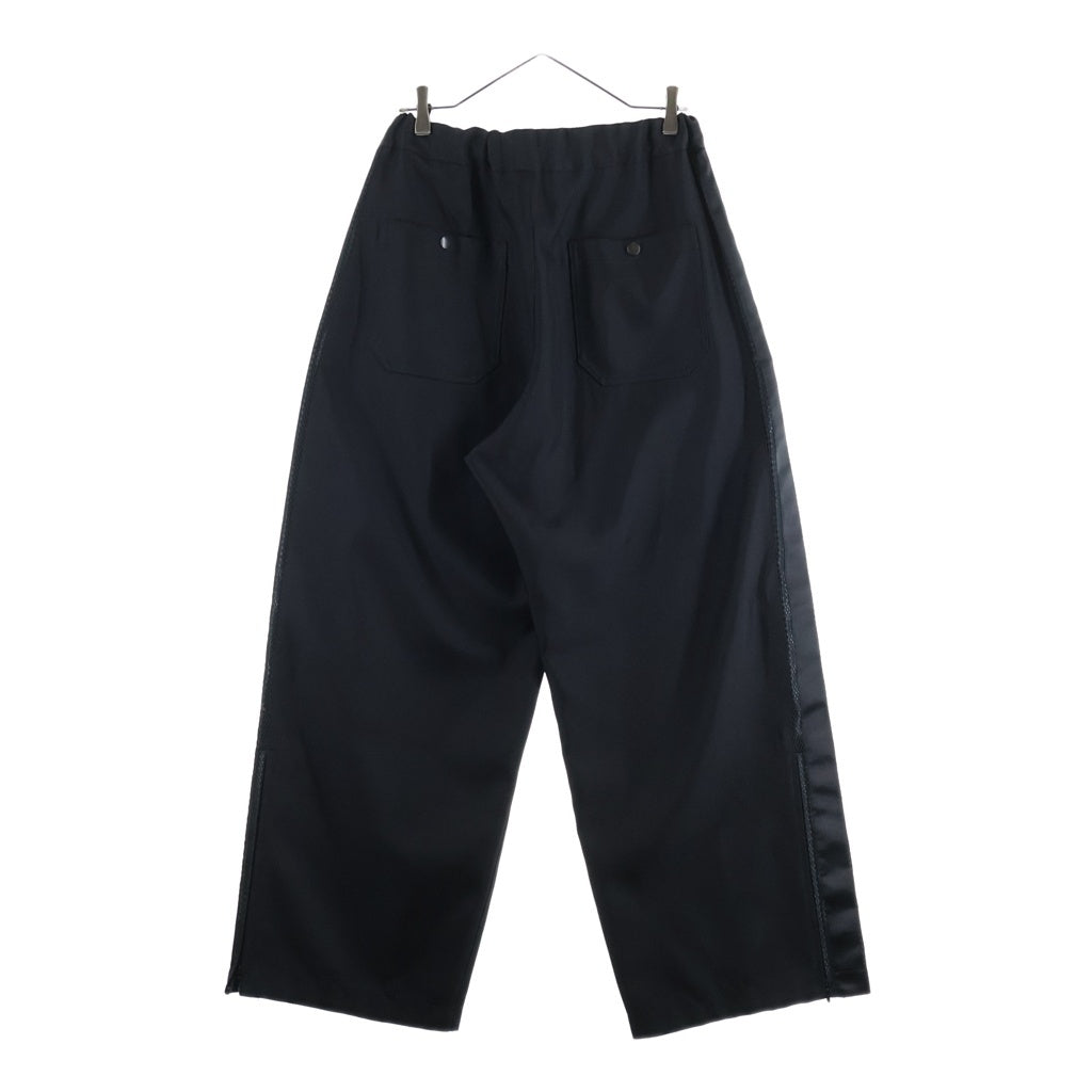 JUNYA WATANABE COMME des GARCONS(ジュンヤワタナベ コムデギャルソン) ウエストドローコード 裾ジップ エステルサイドライン ワイドトラックパンツパンツ ブラック