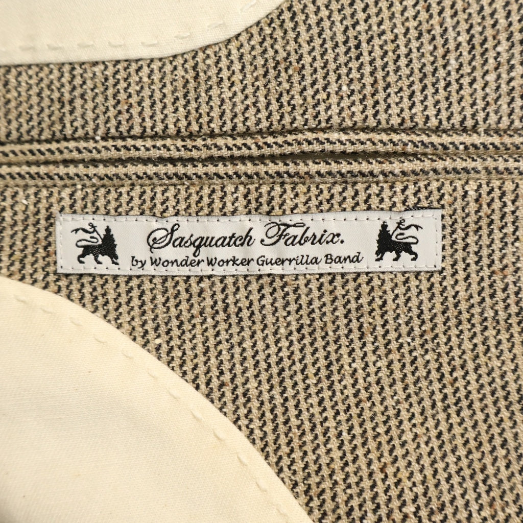 Sasquatchfabrix.(サスクワッチファブリックス) 12AW EDWARD LAPEL JKT エドワード ラペル ジャケット ベロア切り替え スラックスロングパンツ セットアップスーツ ベージュ 12AW-JKL-001