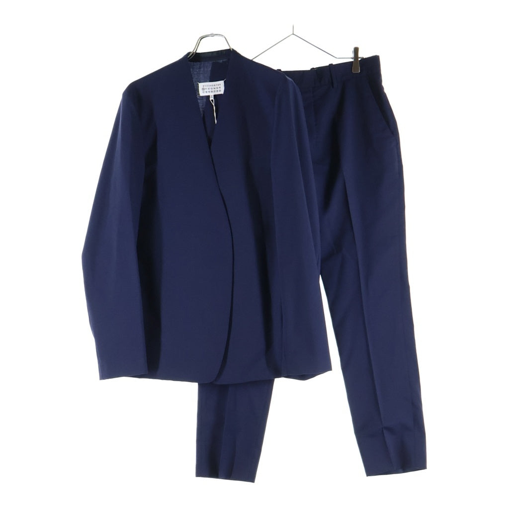 Maison Margiela(メゾンマルジェラ) 20AW NO COLLAR JACKET ノーカラー テーラードジャケット ウール スラックスロングパンツ セットアップスーツ ネイビー S50BN0370 S44330