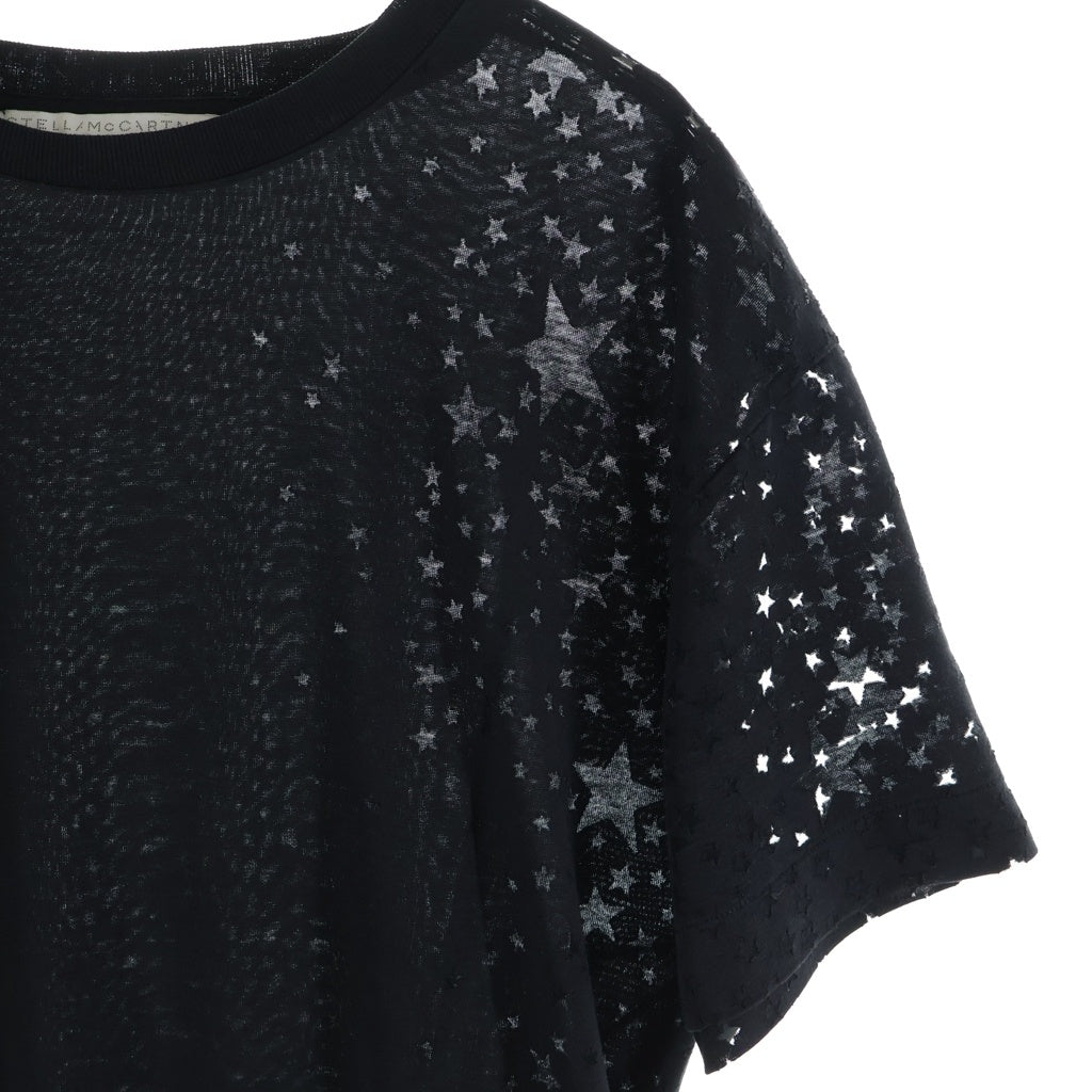 STELLA McCARTNEY(ステラマッカートニー) スター クルーネック 半袖Tシャツ カットソー ブラック レディース 342365 SJW35