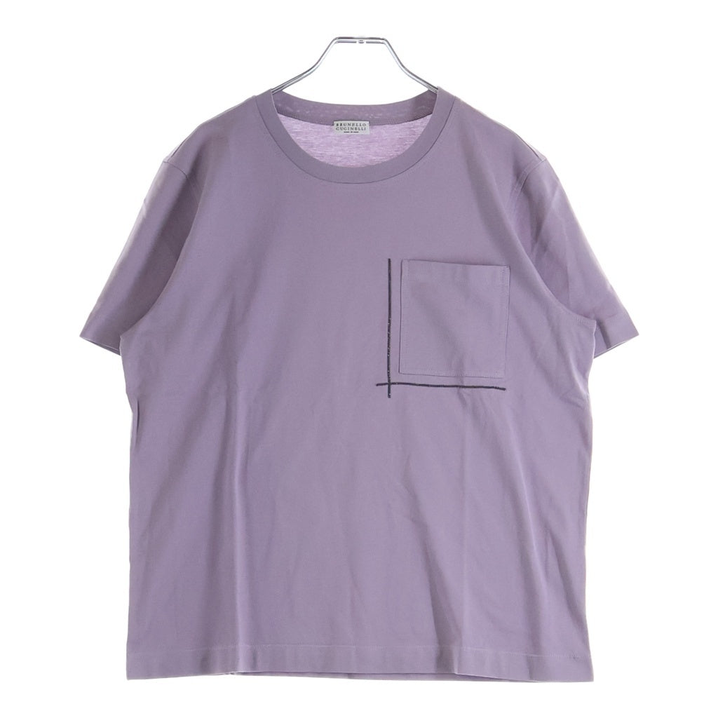 BRUNELLO CUCINELLI(ブルネロクチネリ) ラインストーン ポケット付き 半袖Tシャツ カットソー パープル レディース LAK2046263