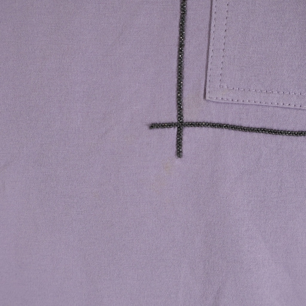 BRUNELLO CUCINELLI(ブルネロクチネリ) ラインストーン ポケット付き 半袖Tシャツ カットソー パープル レディース LAK2046263