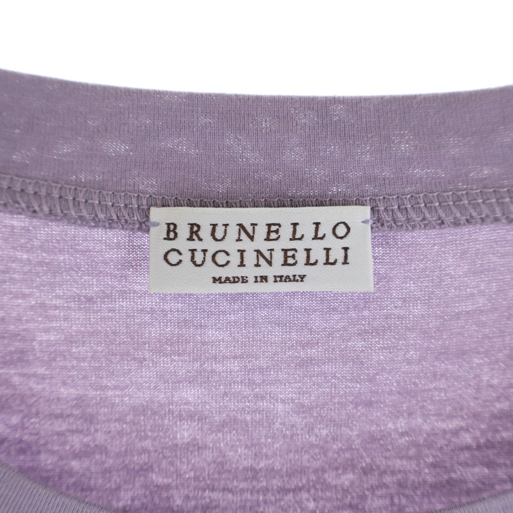BRUNELLO CUCINELLI(ブルネロクチネリ) ラインストーン ポケット付き 半袖Tシャツ カットソー パープル レディース LAK2046263